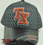 NEW! W/LEATHER TX TEXAS TX MESH CAP HAT GRAY