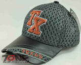 NEW! W/LEATHER TX TEXAS TX MESH CAP HAT GRAY