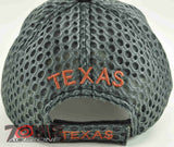 NEW! W/LEATHER TX TEXAS TX MESH CAP HAT GRAY