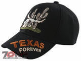 NEW! TEXAS FOREVER SKULL CACTUS BALL CAP HAT BLACK