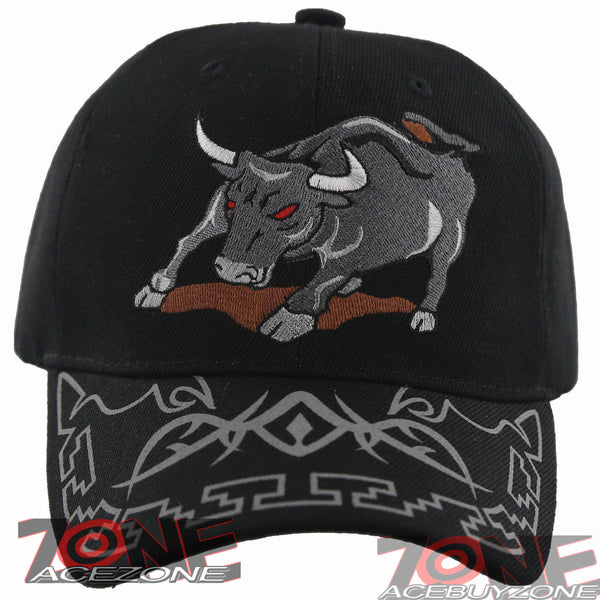 NEW! BIG BULL RODEO FORNT DECO BALL CAP HAT BLACK