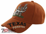 NEW! TEXAS FOREVER SKULL CACTUS BALL CAP HAT ORANGE