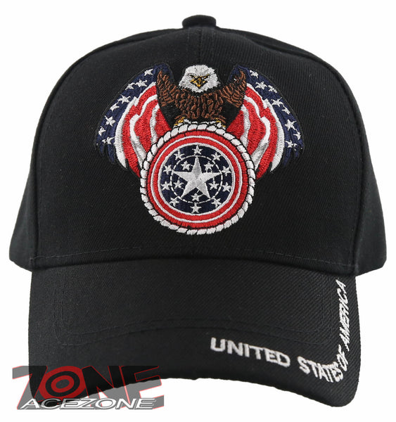 NEW! EAGLE USA ROUND STAR FLAG BALL CAP HAT BLACK