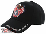 NEW! EAGLE USA ROUND STAR FLAG BALL CAP HAT BLACK