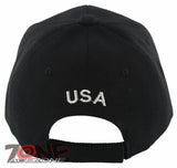 NEW! EAGLE USA ROUND STAR FLAG BALL CAP HAT BLACK