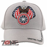 NEW! EAGLE USA ROUND STAR FLAG BALL CAP HAT GRAY