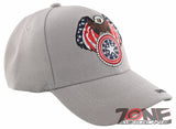 NEW! EAGLE USA ROUND STAR FLAG BALL CAP HAT GRAY