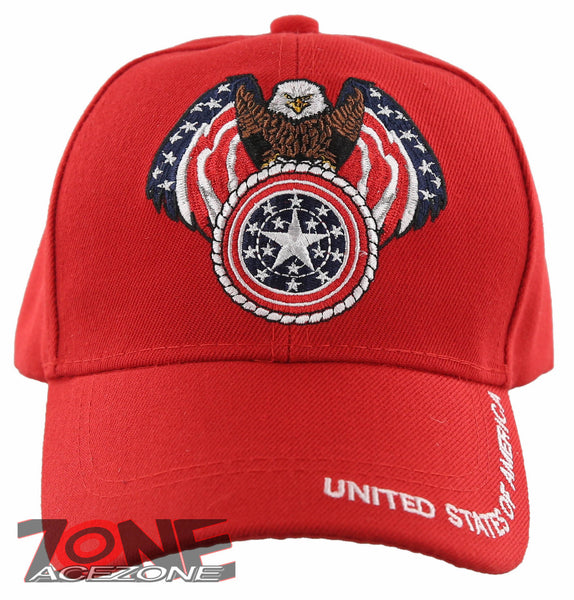 NEW! EAGLE USA ROUND STAR FLAG BALL CAP HAT RED
