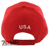 NEW! EAGLE USA ROUND STAR FLAG BALL CAP HAT RED