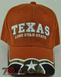 NEW! TX TEXAS LONE STAR STATE TX CAP HAT ORANGE