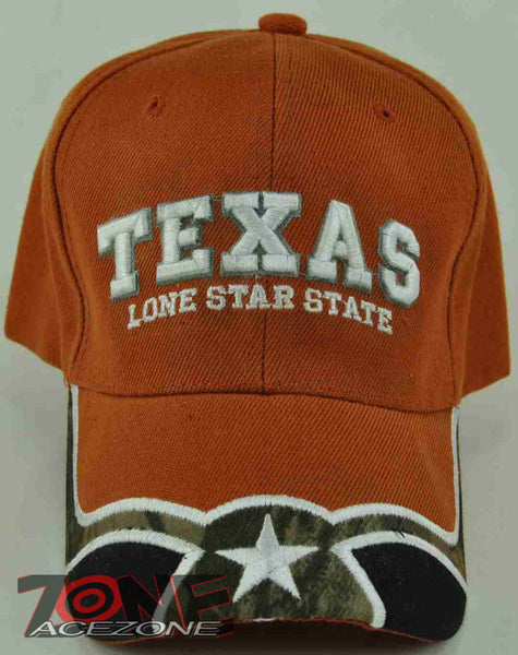 NEW! TX TEXAS LONE STAR STATE TX CAP HAT ORANGE