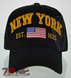 NEW! NEW YORK STATE EST. 1625 FLAG NYC CAP HAT BLACK