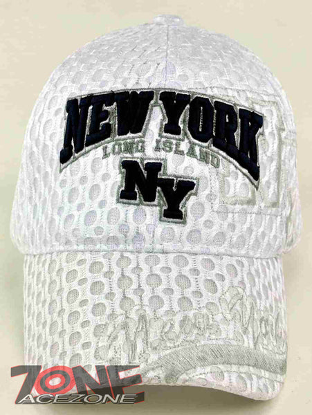 NEW! MESH NY NEW YORK LONG ISLAND CAP HAT WHITE