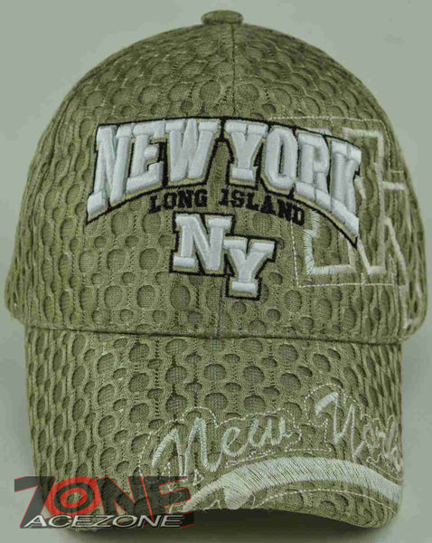 NEW! MESH NY NEW YORK LONG ISLAND CAP HAT TAN