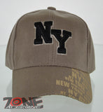 NEW! NEW YORK CITY EMPIRE CITY NYC SIDE PRINT CAP HAT TAN