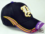 NEW! LA LOS ANGELES CITY LA CAP HAT A1 BLACK PURPLE