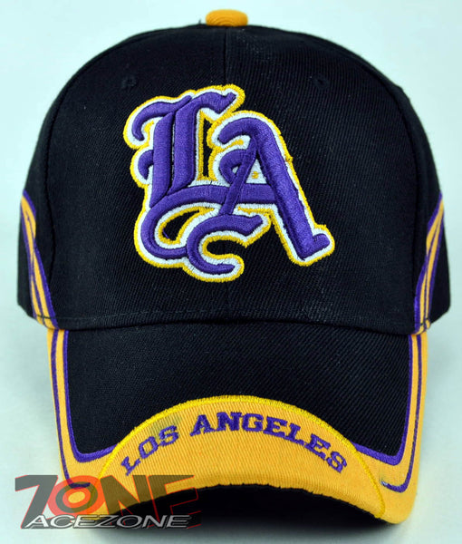 NEW! LA LOS ANGELES CITY LA CAP HAT A1 BLACK YELLOW