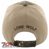 NEW! NATIVE LONE WOLF BALL CAP HAT FOREST CAMO TAN