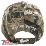 NEW! NATIVE PRIDE INDIAN AMERICAN EAGLE SIDE FEATHERS CAP HAT CAMO