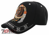NEW! NATIVE PRIDE INDIAN AMERICAN FEATHERS BEAR CAP HAT BLACK