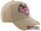 NEW! EAGLE USA ROUND STAR FLAG BALL CAP HAT TAN