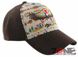 NEW! NATIVE PRIDE INDIAN AMERICAN EAGLE DESIGN CAP HAT BROWN