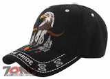 NEW! NATIVE PRIDE INDIAN AMERICAN FEATHERS EAGLE BUFFALO SKULL CAP HAT BLACK