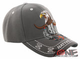 NEW! NATIVE PRIDE INDIAN AMERICAN FEATHERS EAGLE BUFFALO SKULL CAP HAT GRAY