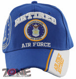 NEW! USAF AIR FORCE RETIRED SIDE LINE BALL CAP HAT BLUE