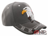 NEW! NATIVE PRIDE INDIAN AMERICAN FEATHERS BIG EAGLE HEAD CAP HAT GRAY