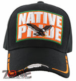 NEW! BIG NATIVE PRIDE EAGLE FEATHERS CAP HAT BLACK