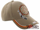 NATIVE PRIDE DREAM CATCHER FEATHER CAP HAT TAN