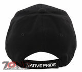 NATIVE PRIDE MEDICINE WHEEL HOOP FEATHER CAP HAT BLACK