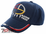 NATIVE PRIDE MEDICINE WHEEL HOOP FEATHER CAP HAT NAVY