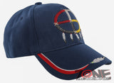 NATIVE PRIDE MEDICINE WHEEL HOOP FEATHER CAP HAT NAVY