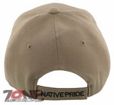 NATIVE PRIDE MEDICINE WHEEL HOOP FEATHER CAP HAT TAN