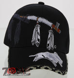 NEW! NATIVE PRIDE PEACE PIPE FEATHERS CAP HAT BLACK