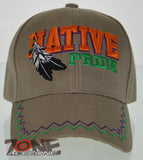 NEW! NATIVE PRIDE FEATHERS CAP HAT TAN