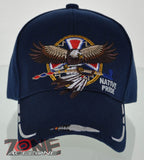 NEW! NATIVE PRIDE EAGLE FEATHER CAP HAT N2 NAVY