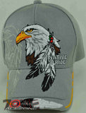 NEW! NATIVE PRIDE EAGLE FEATHERS CAP HAT GRAY