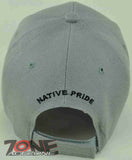 NEW! NATIVE PRIDE EAGLE FEATHERS CAP HAT GRAY