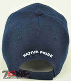 NEW! NATIVE PRIDE EAGLE FEATHERS CAP HAT NAVY