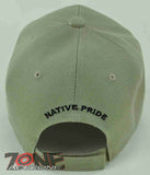 NEW! NATIVE PRIDE EAGLE FEATHERS CAP HAT TAN