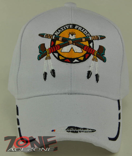 NEW! NATIVE PRIDE PEACE PIPES CAP HAT WHITE