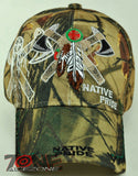 NEW! NATIVE PRIDE DOUBLE AXE FEATHER CAP HAT CAMO