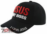 NEW! JESUS IS MY BOSS CHRISTIAN BALL CAP HAT BLACK