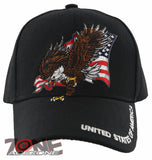 NEW! EAGLE FLY USA FLAG BALL CAP HAT BLACK