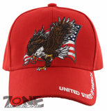 NEW! EAGLE FLY USA FLAG BALL CAP HAT RED