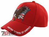 NEW! EAGLE FLY USA FLAG BALL CAP HAT RED