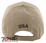NEW! EAGLE FLY USA FLAG BALL CAP HAT TAN